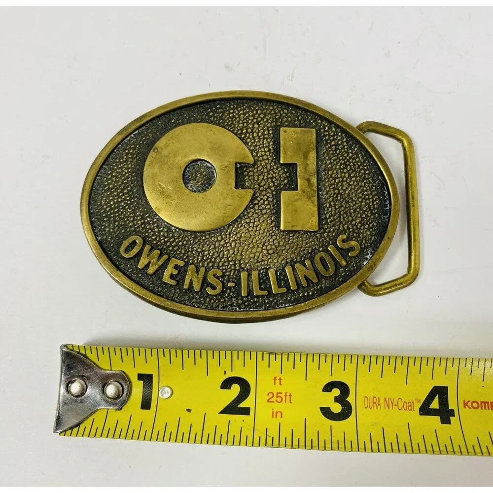 Owens Illinois Glass Bottle Manufacturer Brass Belt Buckle by‎ BTS Vintage
